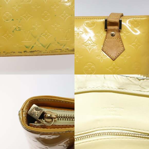 LOUIS VUITTON Monogram Vernis Houston Hand Bag Lime Yellow M91055 - Picture 11 of 13